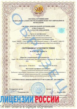 Образец сертификата соответствия Иланский Сертификат ISO 22000